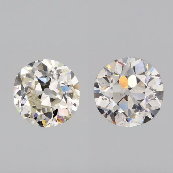 2.56cttw | H-J VVS-VS Round Shape Vintage Old European Cut Diamond Matched Pair