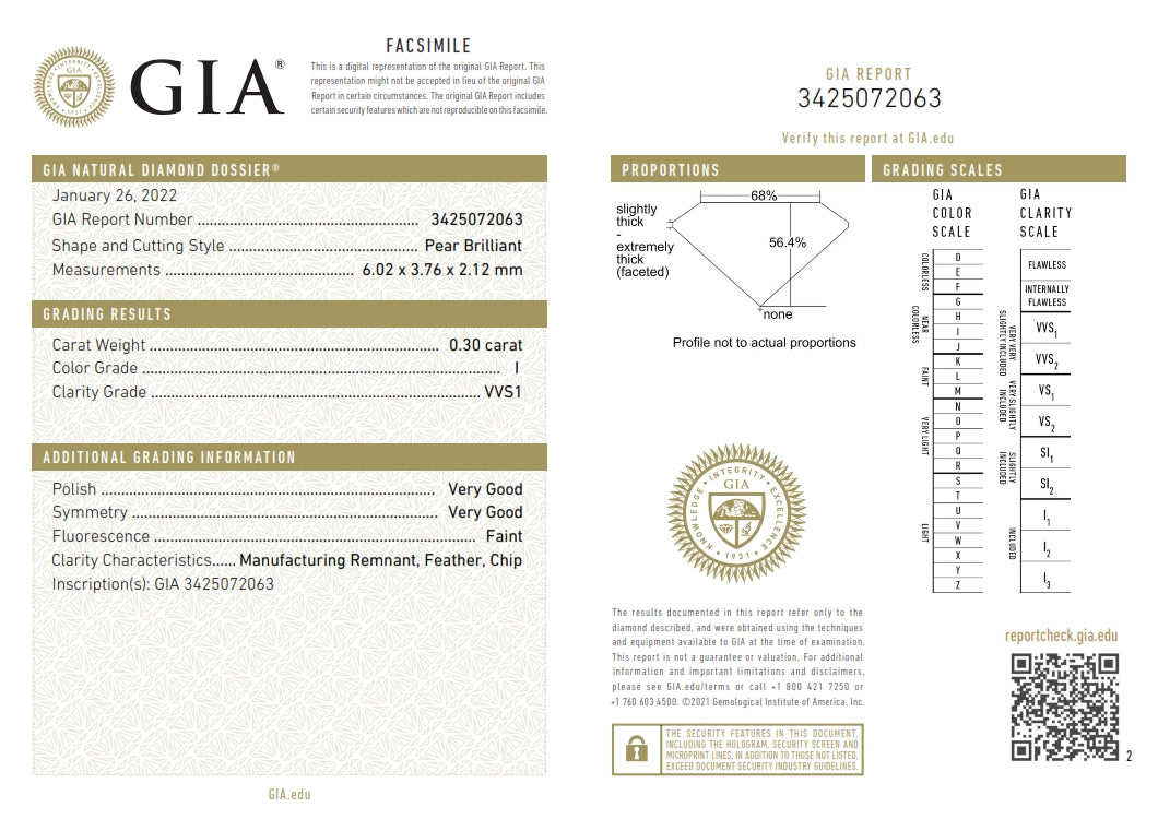 0.30ct | I/VVS1 Pear Shape Brilliant Cut Diamond (GIA) - Modern Rustic Diamond