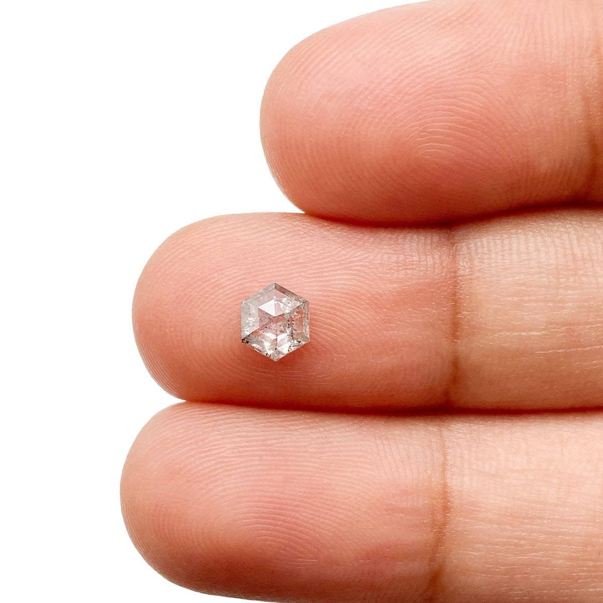 0.35ct | Salt & Pepper Hexagon Shape Rose Cut Diamond - Modern Rustic Diamond