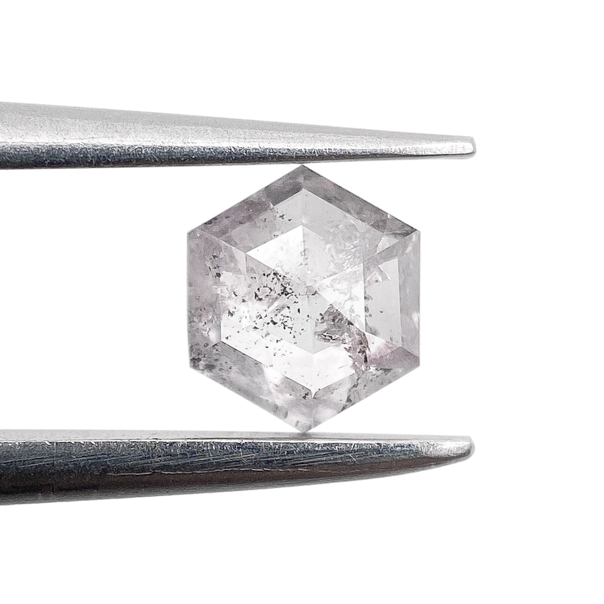 0.35ct | Salt & Pepper Hexagon Shape Rose Cut Diamond - Modern Rustic Diamond
