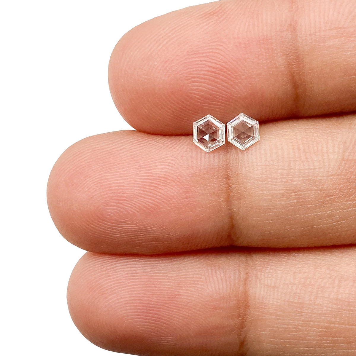 0.41cttw | F VS1 Hexagon Shape Rose Cut Diamond Matched Pair - Modern Rustic Diamond