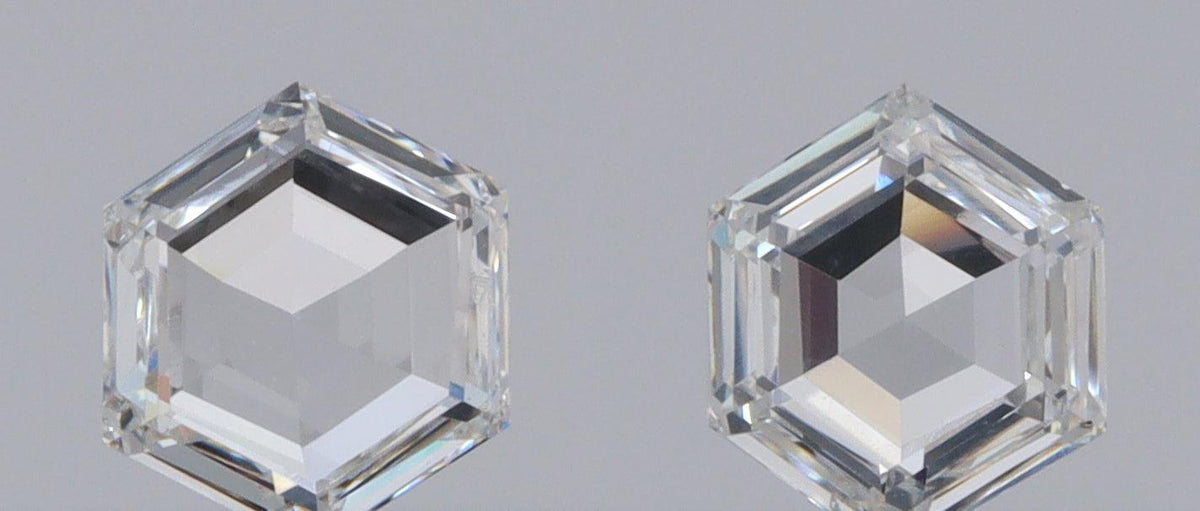 0.41cttw | F VS1 Hexagon Shape Rose Cut Diamond Matched Pair - Modern Rustic Diamond
