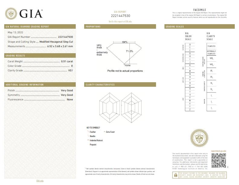 0.51ct | E/VS1 Hexagon Shape Step Cut Diamond (GIA) - Modern Rustic Diamond