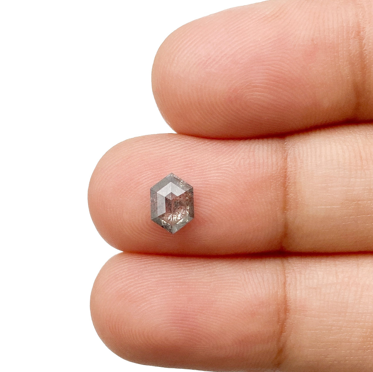 0.52ct | Salt & Pepper Hexagon Shape Rose Cut Diamond - Modern Rustic Diamond
