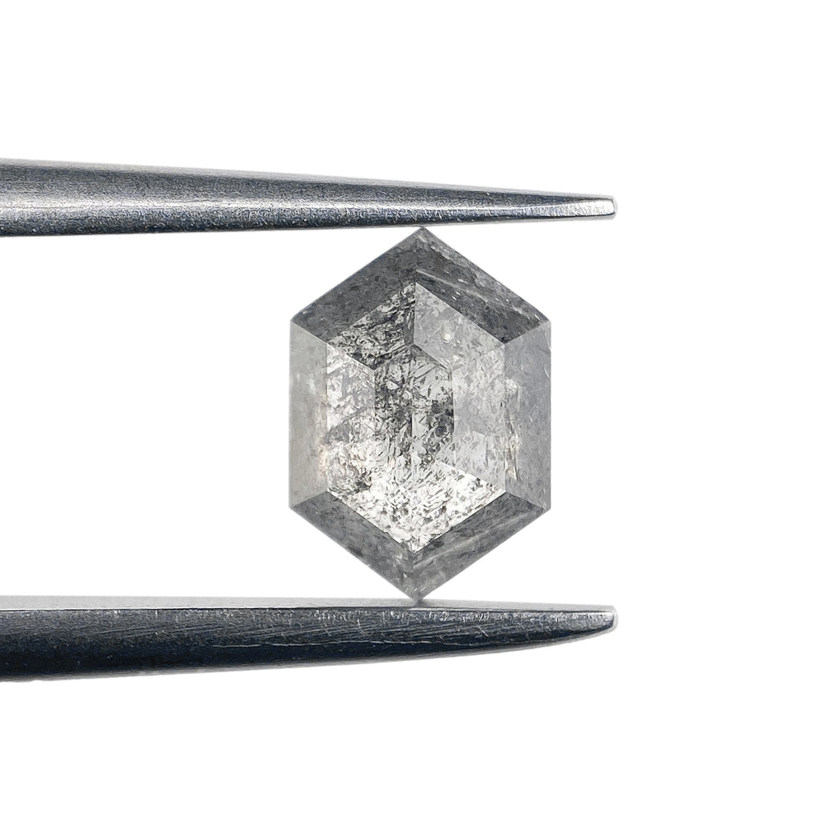 0.52ct | Salt & Pepper Hexagon Shape Rose Cut Diamond - Modern Rustic Diamond