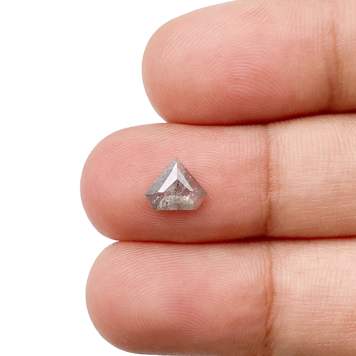 0.52ct | Salt & Pepper Shield Shape Rose Cut Diamond - Modern Rustic Diamond