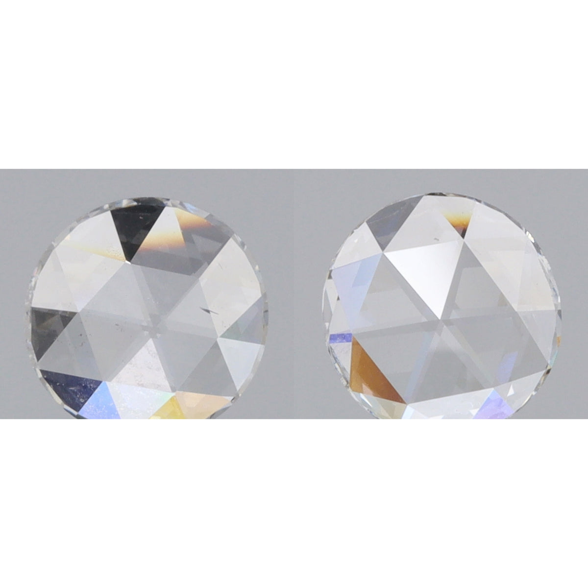 0.52cttw | H SI1-SI2 Round Shape Rose Cut Diamond Matched Pair - Modern Rustic Diamond