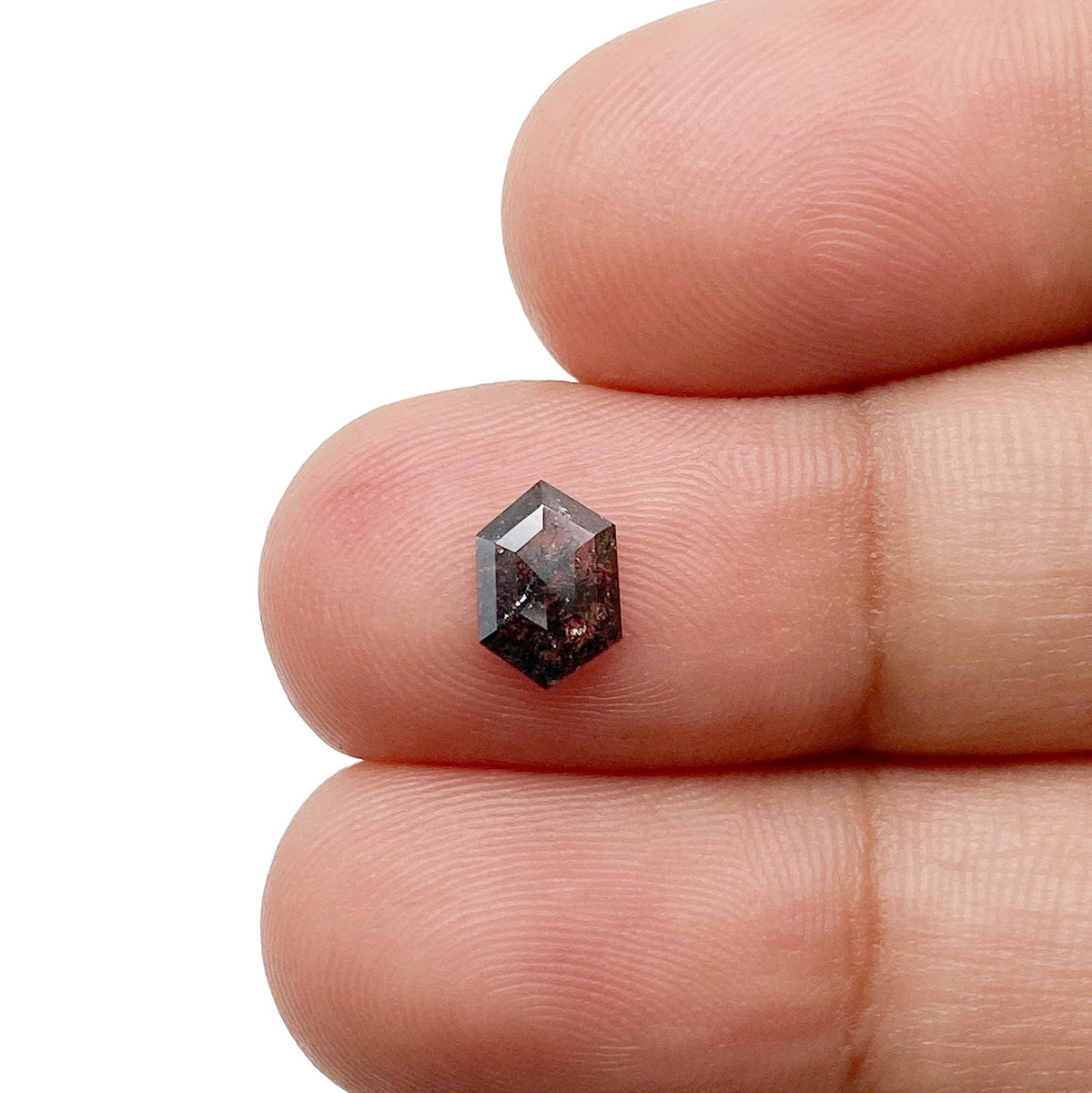 0.53ct | Salt & Pepper Hexagon Shape Rose Cut Diamond - Modern Rustic Diamond
