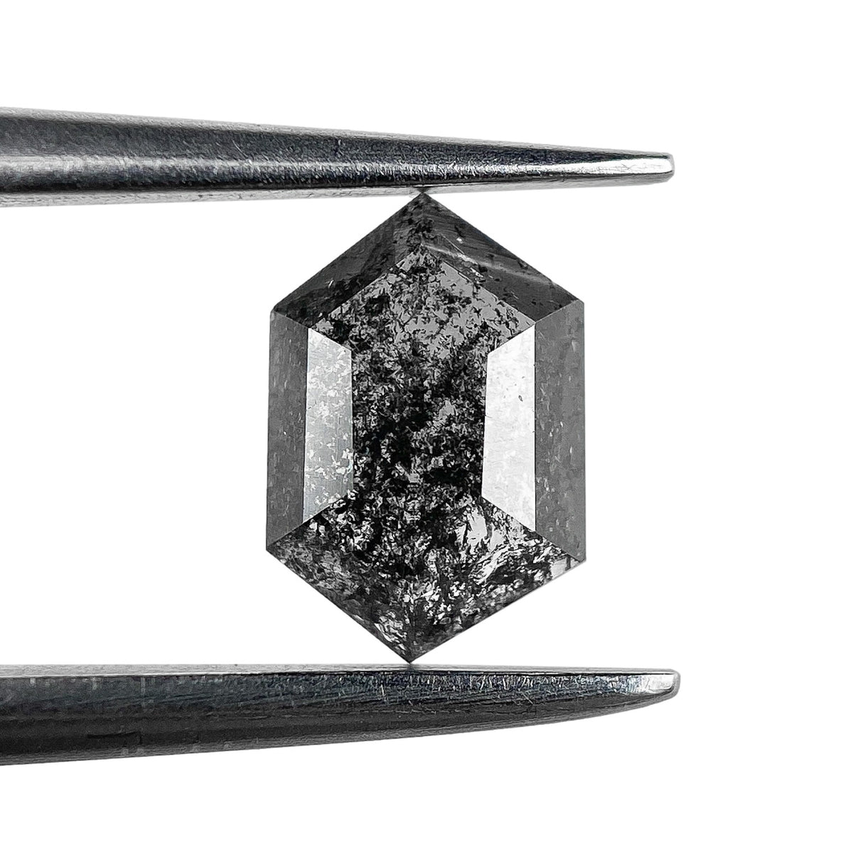 0.53ct | Salt & Pepper Hexagon Shape Rose Cut Diamond - Modern Rustic Diamond