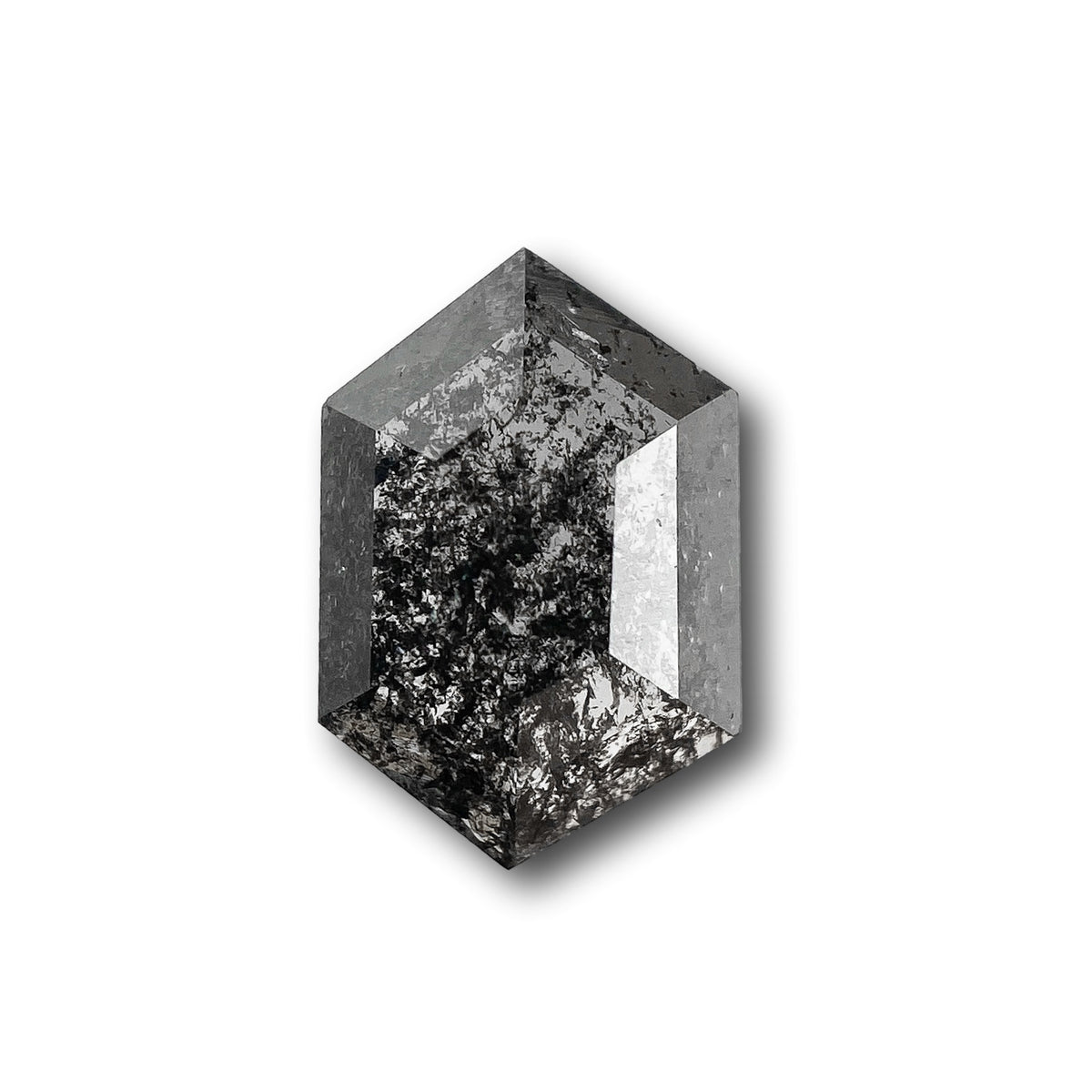 0.53ct | Salt & Pepper Hexagon Shape Rose Cut Diamond - Modern Rustic Diamond