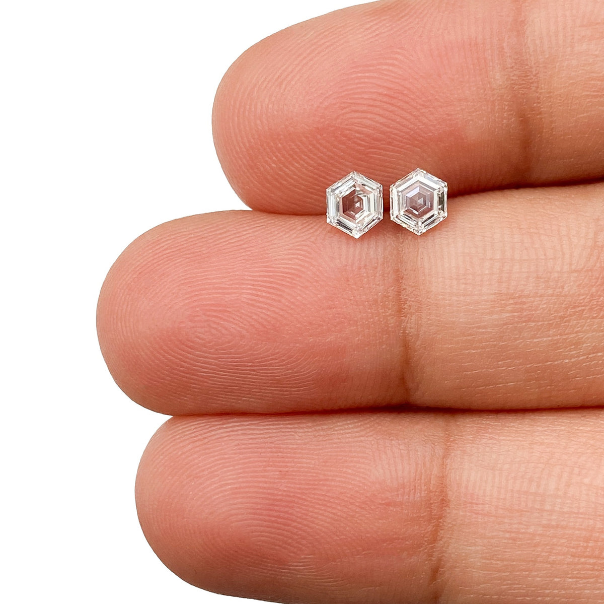 0.53cttw | F VS2 Hexagon Shape Rose Cut Diamond Matched Pair - Modern Rustic Diamond