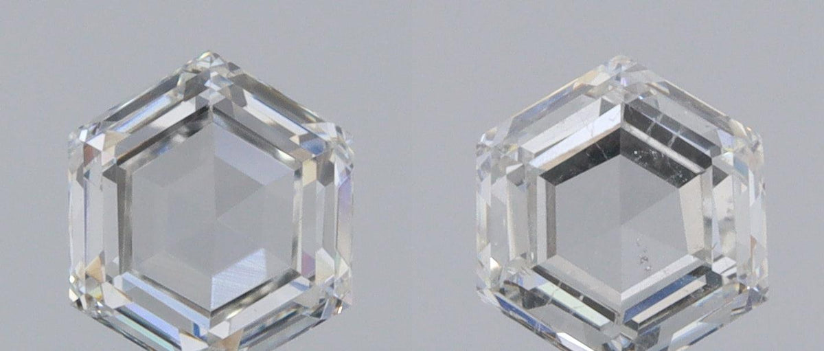 0.53cttw | F VS2 Hexagon Shape Rose Cut Diamond Matched Pair - Modern Rustic Diamond