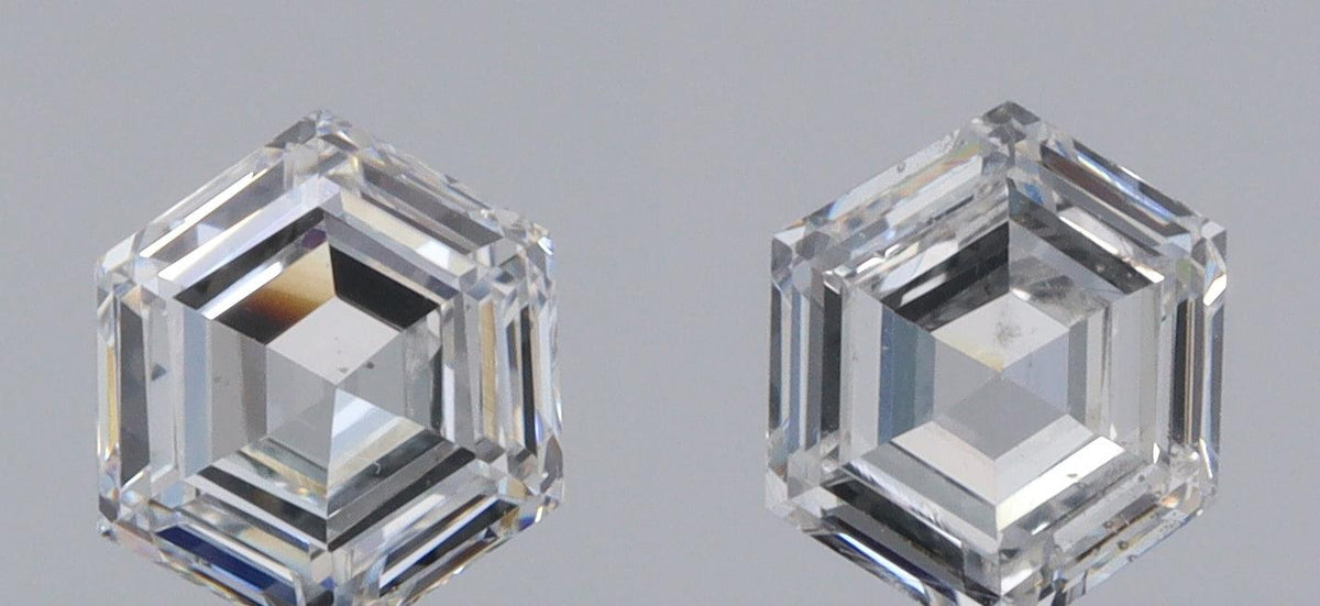 0.53cttw | F VS2 Hexagon Shape Rose Cut Diamond Matched Pair - Modern Rustic Diamond