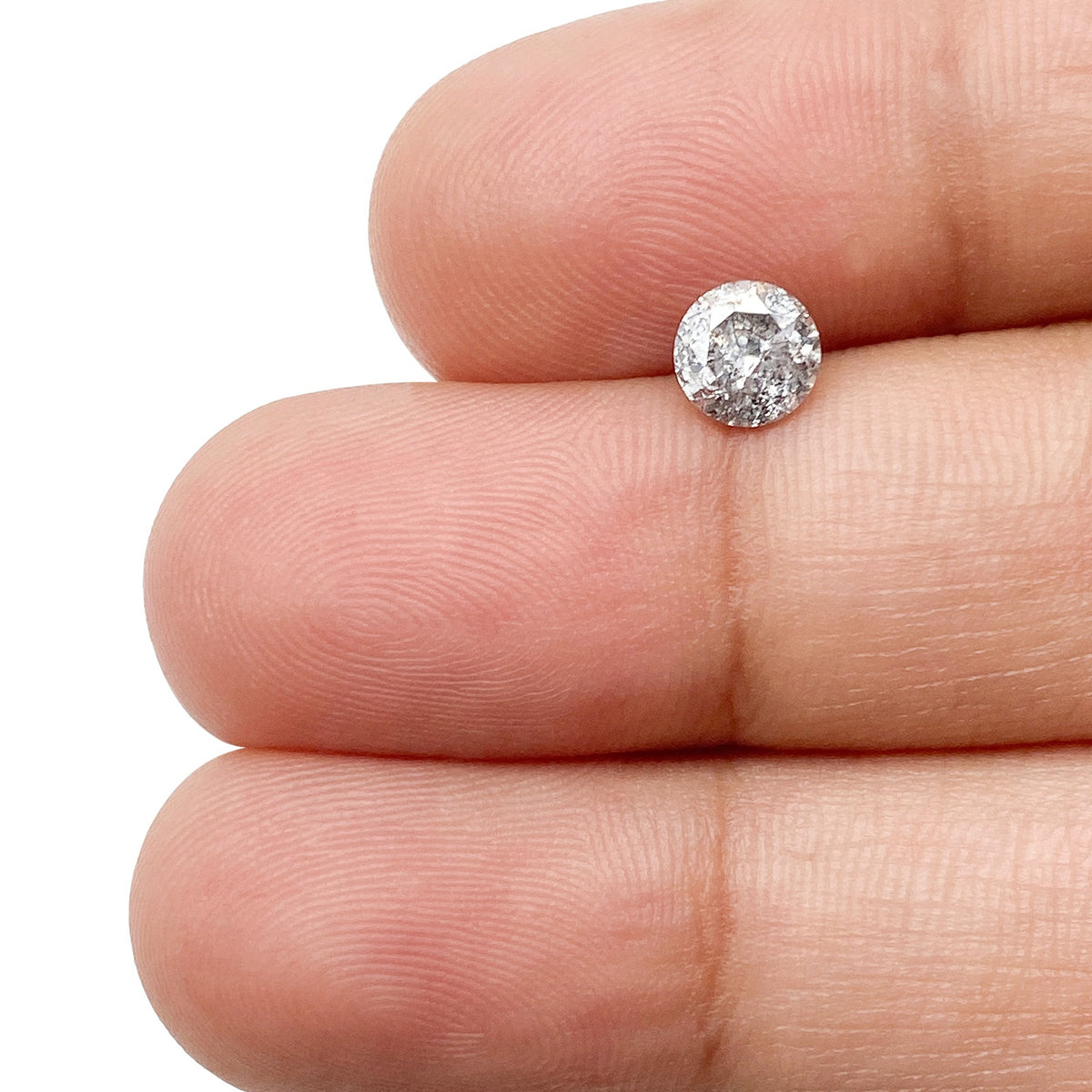 0.54ct | Salt & Pepper Round Shape Brilliant Cut Diamond - Modern Rustic Diamond