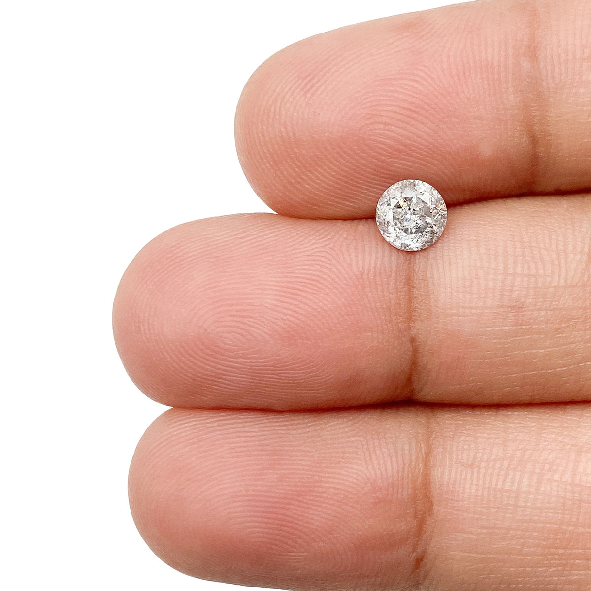 0.54ct | Salt & Pepper Round Shape Brilliant Cut Diamond - Modern Rustic Diamond