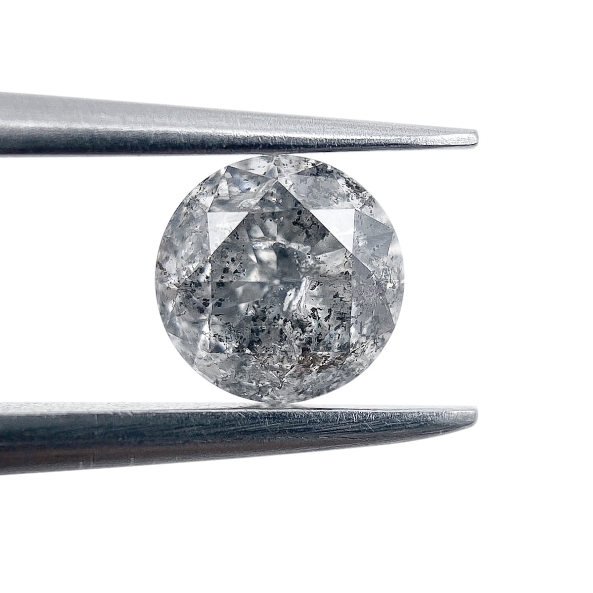 0.54ct | Salt & Pepper Round Shape Brilliant Cut Diamond - Modern Rustic Diamond