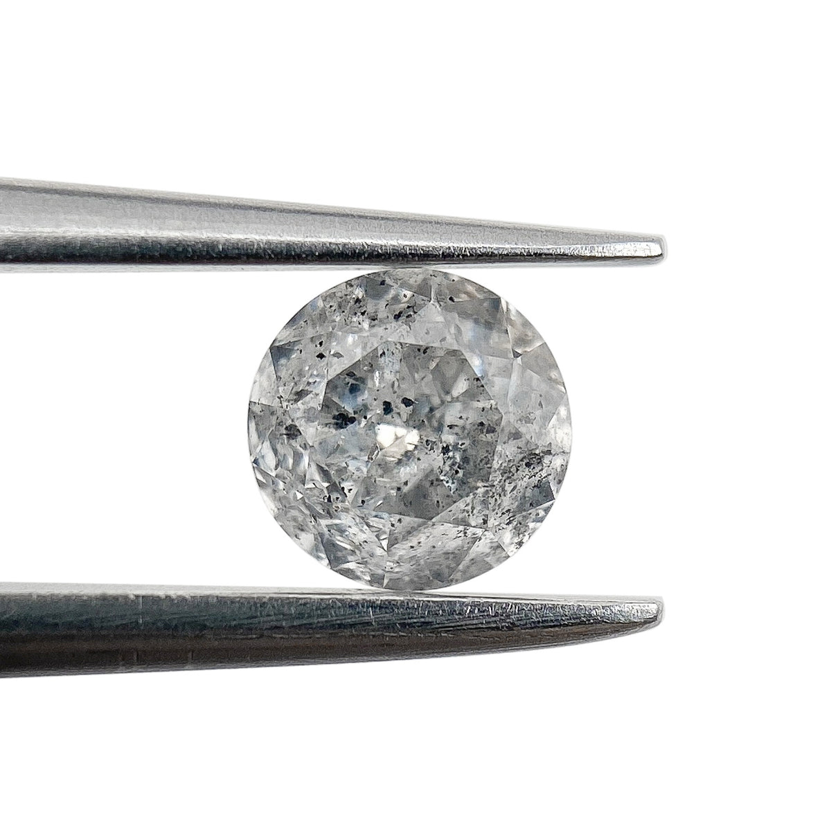 0.54ct | Salt & Pepper Round Shape Brilliant Cut Diamond - Modern Rustic Diamond
