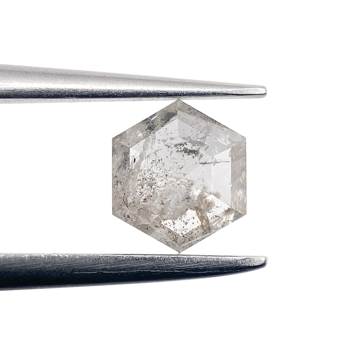 0.55ct | Salt & Pepper Hexagon Shape Rose Cut Diamond - Modern Rustic Diamond