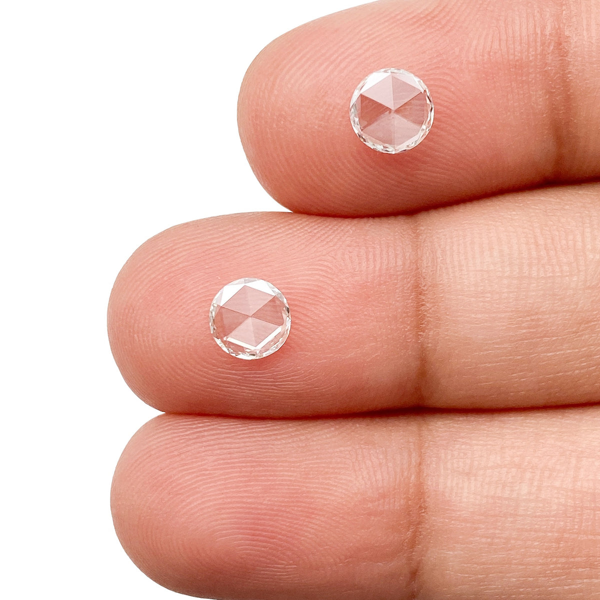 0.56cttw | G-H VS2 Round Shape Rose Cut Diamond Matched Pair - Modern Rustic Diamond