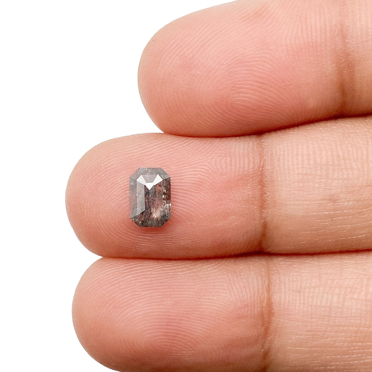 0.57ct | Salt & Pepper Emerald Shape Step Cut Diamond - Modern Rustic Diamond