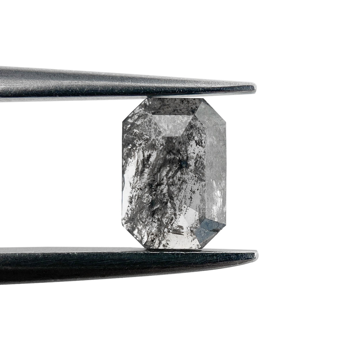 0.57ct | Salt & Pepper Emerald Shape Step Cut Diamond - Modern Rustic Diamond