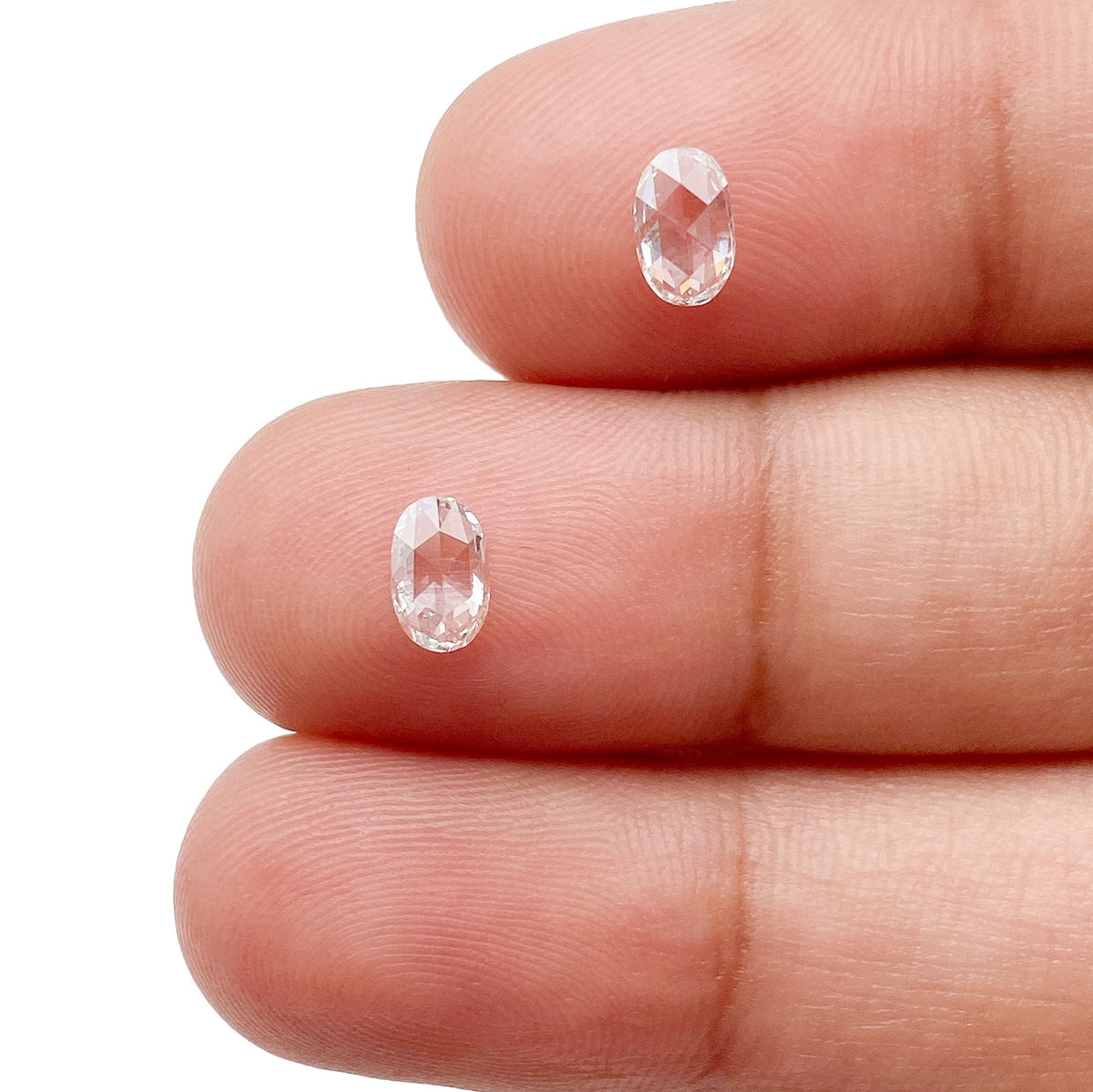 0.57cttw | I VS2-SI1 Oval Shape Rose Cut Diamond Matched Pair - Modern Rustic Diamond