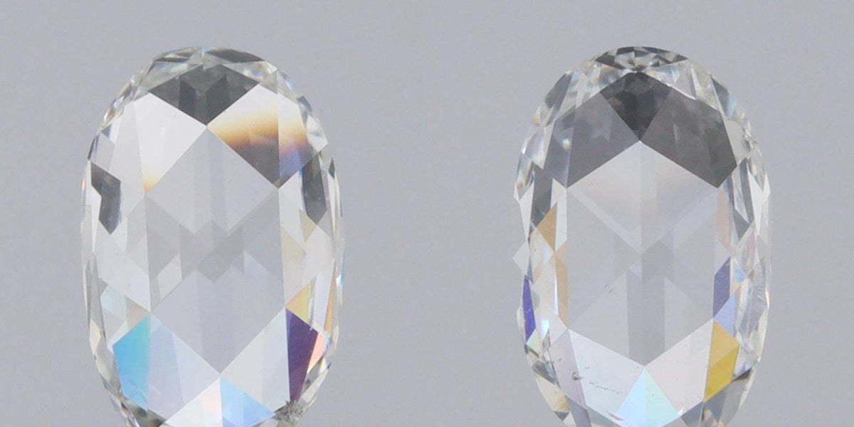 0.57cttw | I VS2-SI1 Oval Shape Rose Cut Diamond Matched Pair - Modern Rustic Diamond