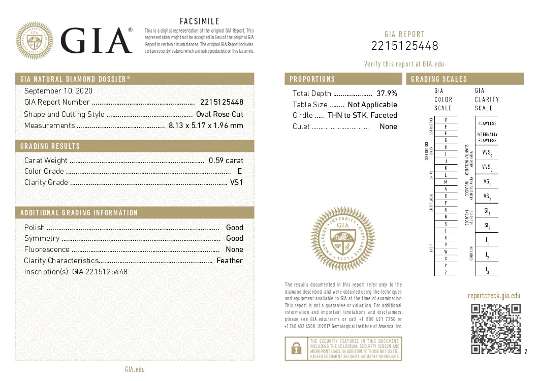 0.59ct | E/VS1 Oval Shape Rose Cut Diamond (GIA) - Modern Rustic Diamond