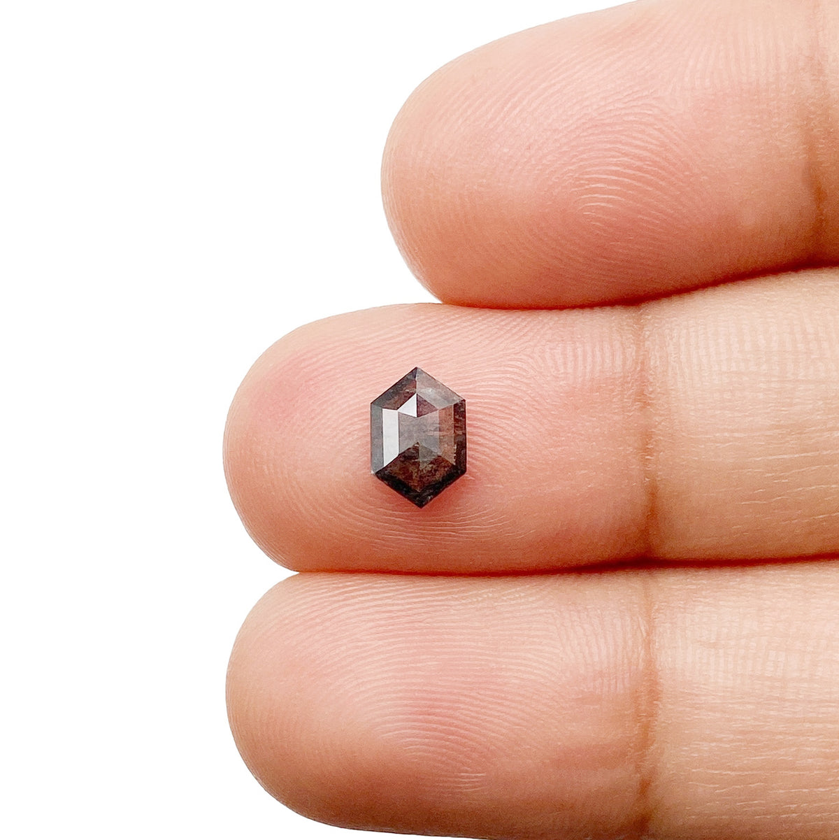 0.59ct | Salt & Pepper Hexagon Shape Step Cut Diamond - Modern Rustic Diamond