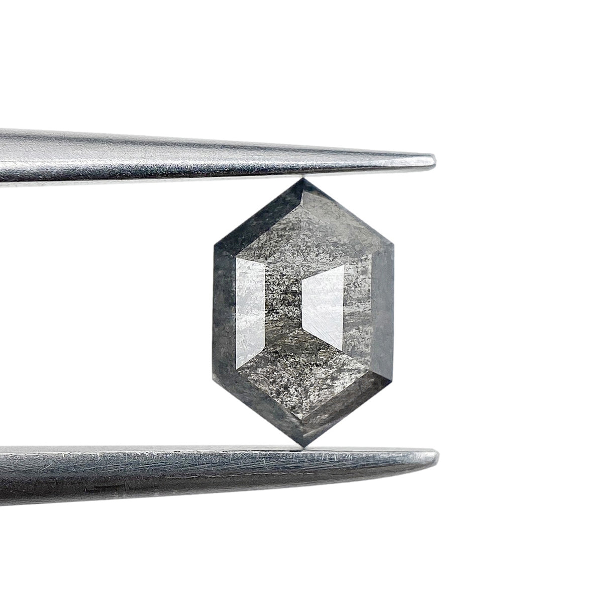 0.59ct | Salt & Pepper Hexagon Shape Step Cut Diamond - Modern Rustic Diamond