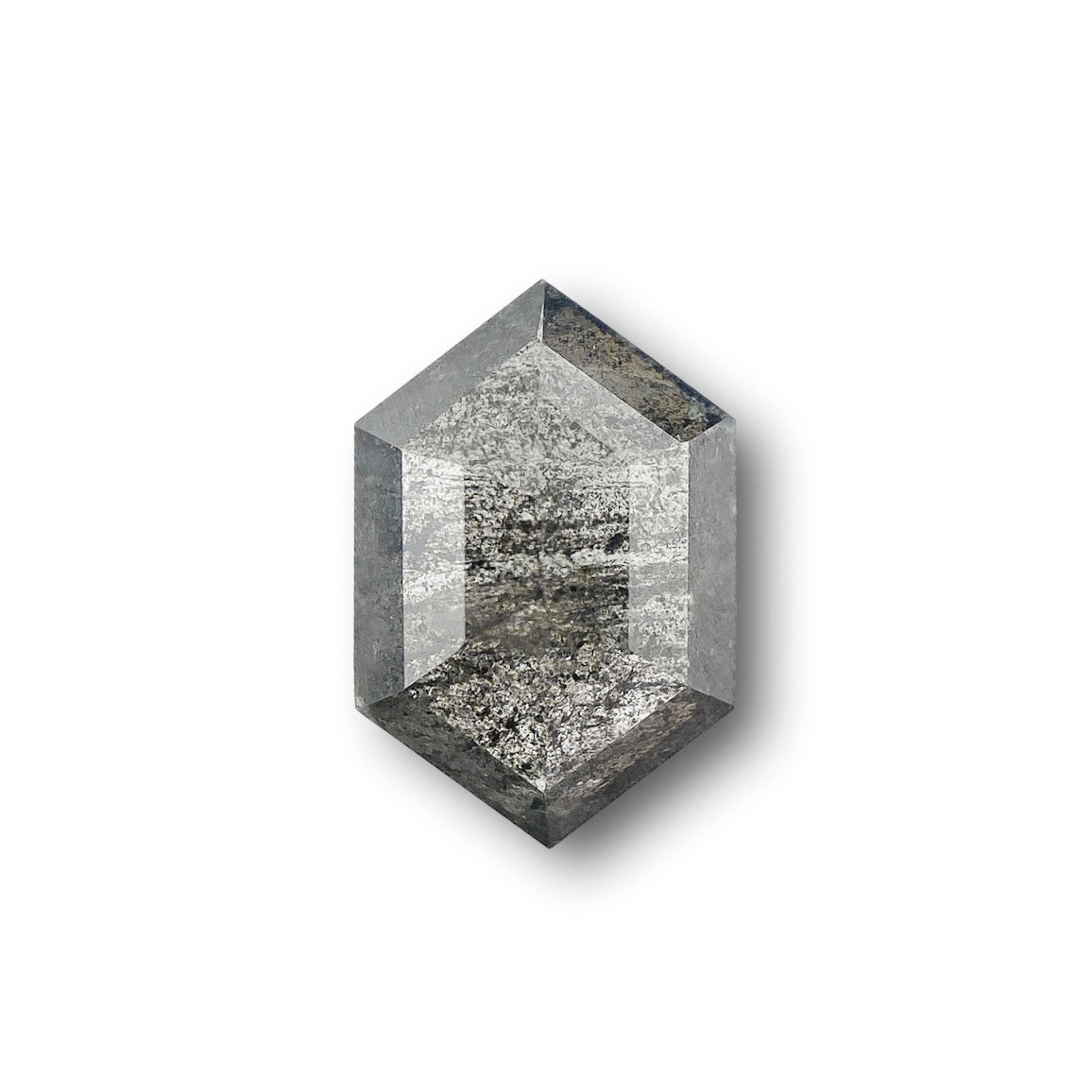 0.59ct | Salt & Pepper Hexagon Shape Step Cut Diamond - Modern Rustic Diamond