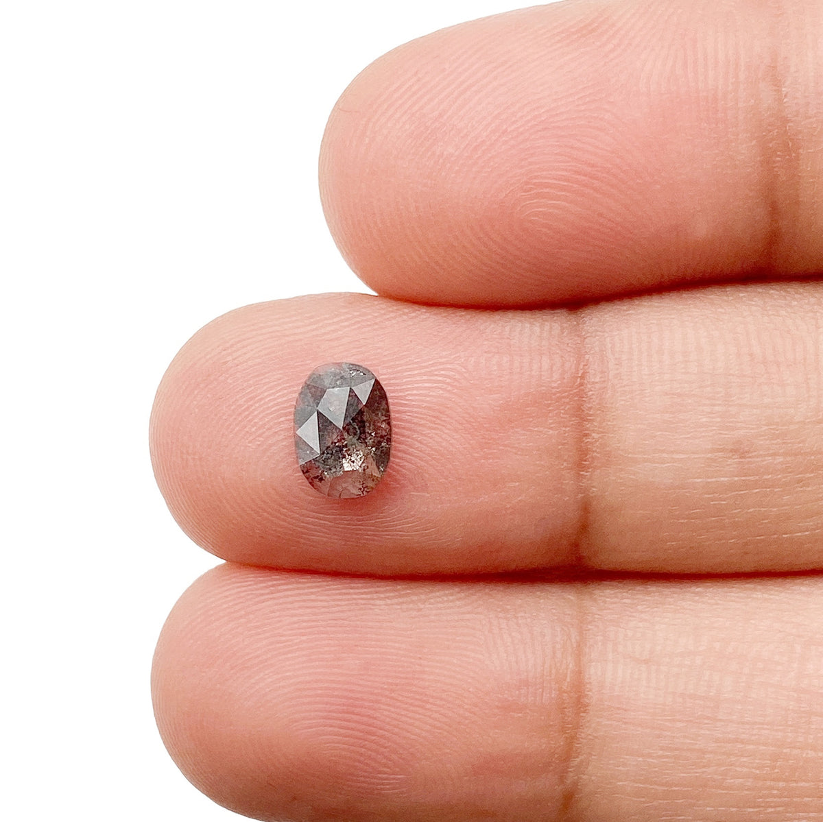 0.59ct | Salt & Pepper Oval Shape Rose Cut Diamond - Modern Rustic Diamond