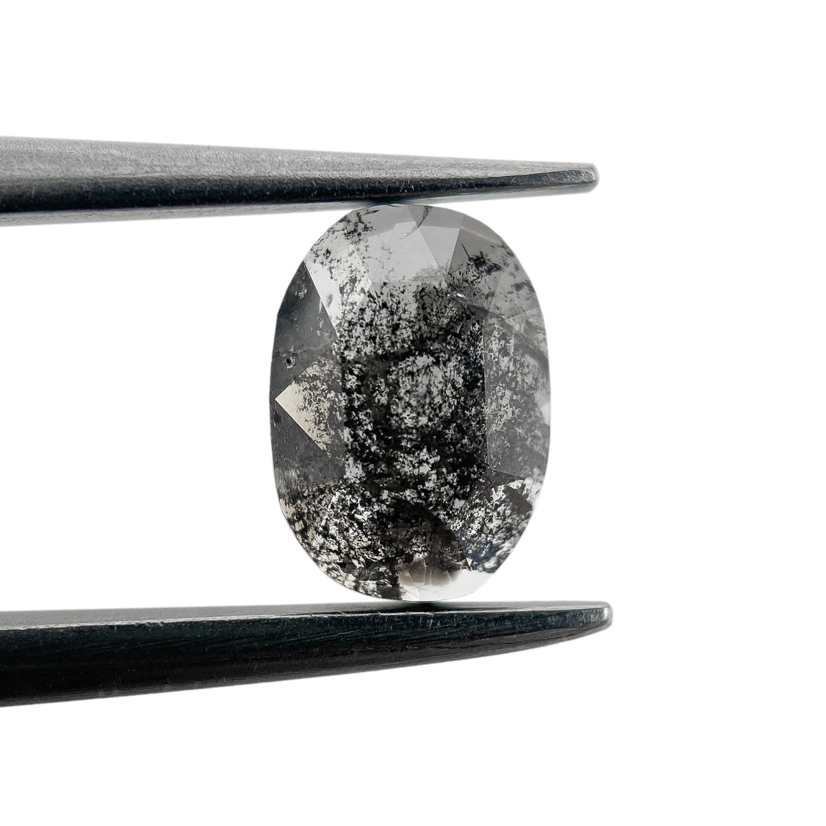 0.59ct | Salt & Pepper Oval Shape Rose Cut Diamond - Modern Rustic Diamond