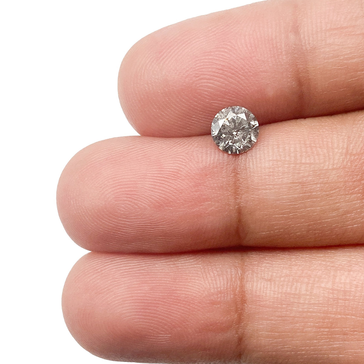 0.59ct | Salt & Pepper Round Shape Brilliant Cut Diamond - Modern Rustic Diamond