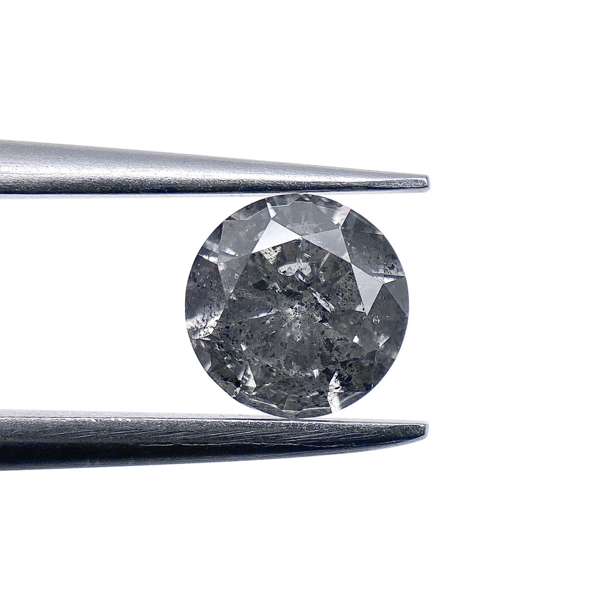 0.59ct | Salt & Pepper Round Shape Brilliant Cut Diamond - Modern Rustic Diamond