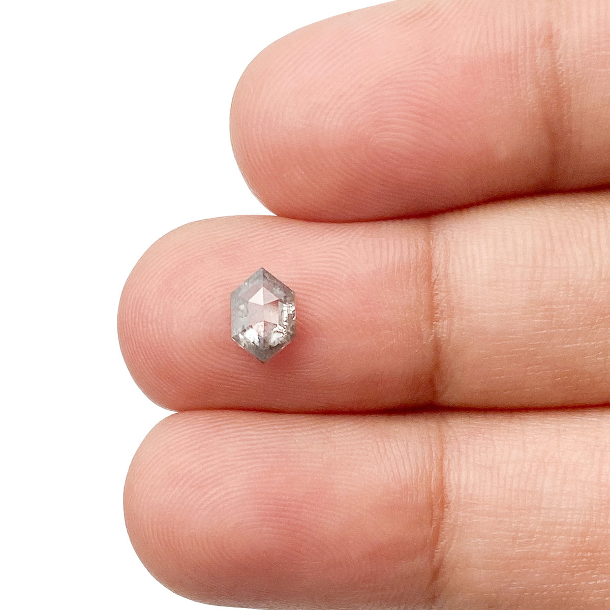 0.60ct | Salt & Pepper Hexagon Shape Step Cut Diamond - Modern Rustic Diamond