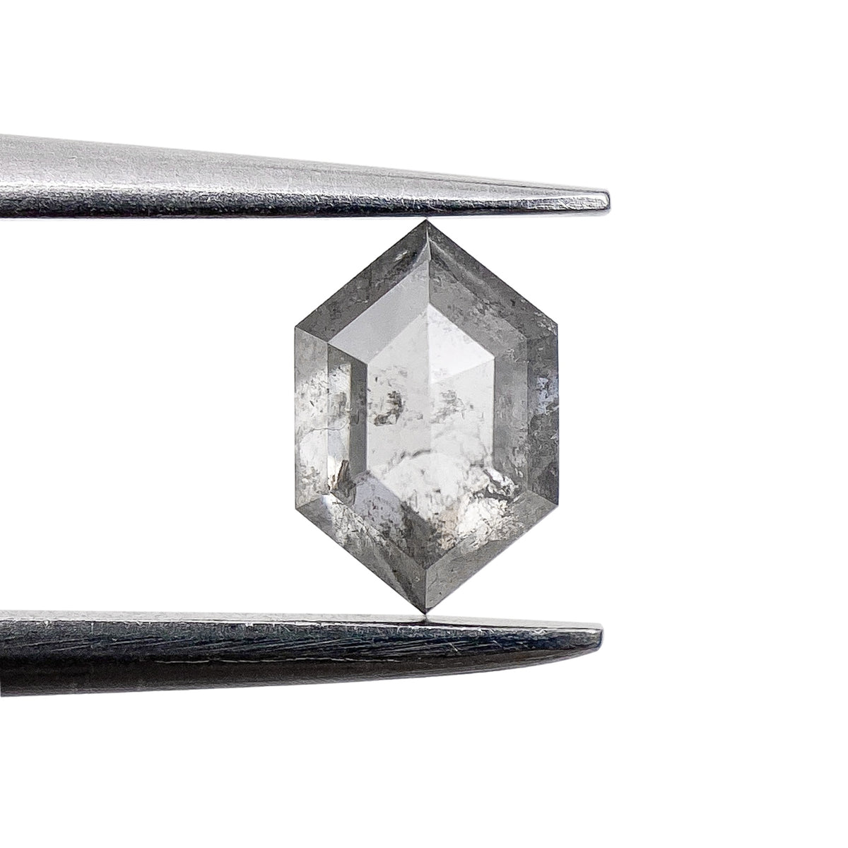0.60ct | Salt & Pepper Hexagon Shape Step Cut Diamond - Modern Rustic Diamond