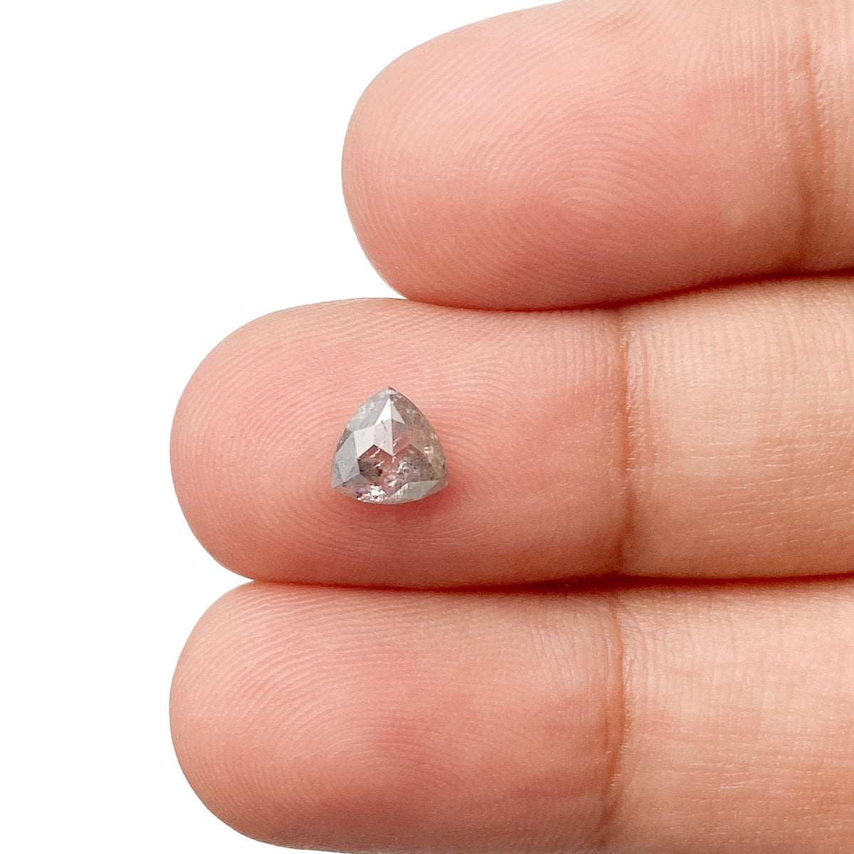 0.61ct | Salt & Pepper Triangular Shape Rose Cut Diamond - Modern Rustic Diamond