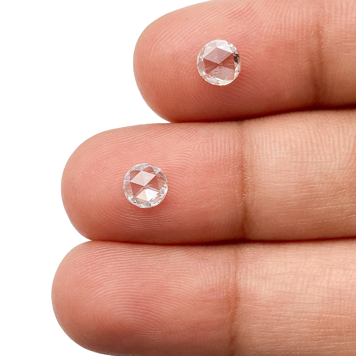 0.61cttw | G-H SI1-SI2 Round Shape Rose Cut Diamond Matched Pair - Modern Rustic Diamond
