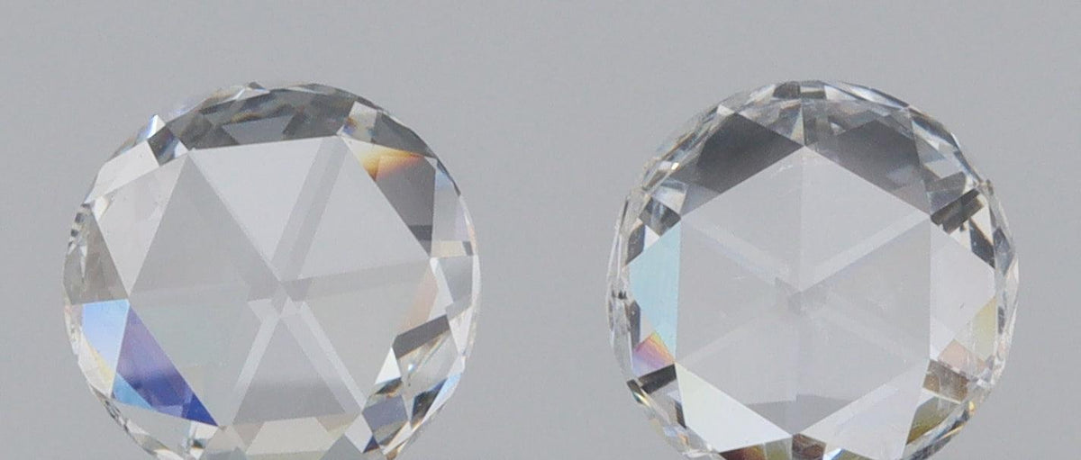 0.61cttw | G-H SI1-SI2 Round Shape Rose Cut Diamond Matched Pair - Modern Rustic Diamond