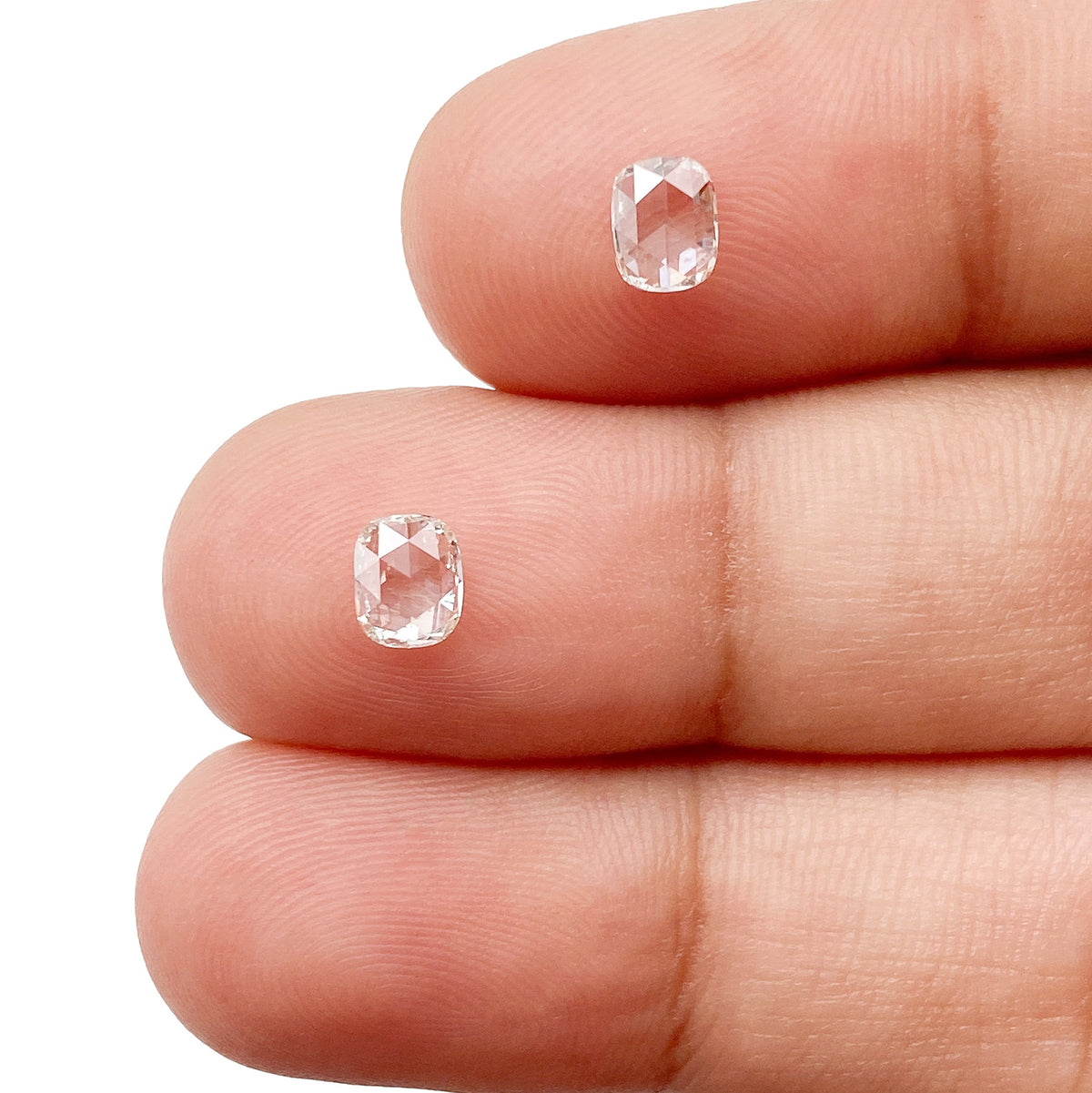 0.61cttw | I VS1 Cushion Shape Rose Cut Diamond Matched Pair - Modern Rustic Diamond