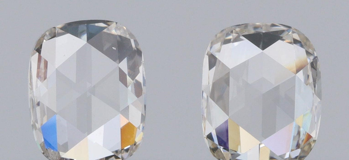 0.61cttw | I VS1 Cushion Shape Rose Cut Diamond Matched Pair - Modern Rustic Diamond