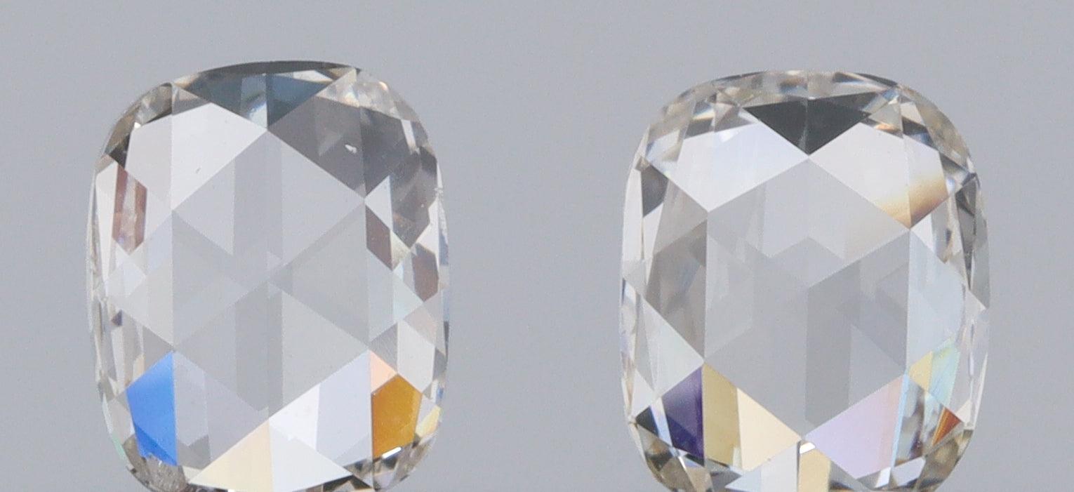 0.61cttw | I VS1 Cushion Shape Rose Cut Diamond Matched Pair - Modern Rustic Diamond