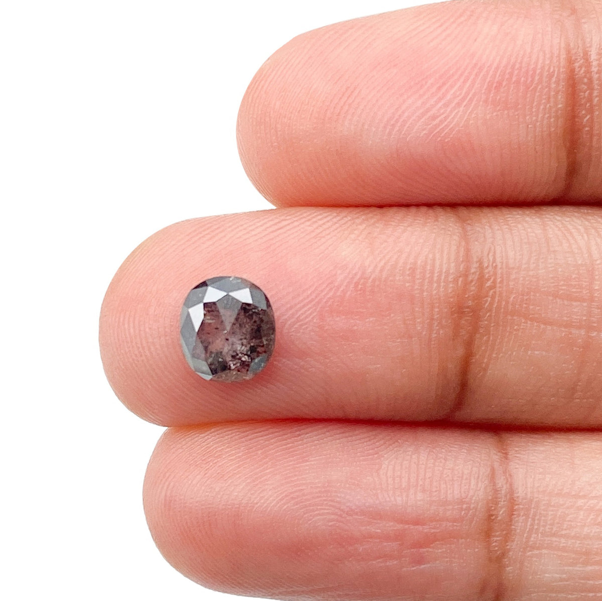0.62ct | Salt & Pepper Cushion Shape Rose Cut Diamond - Modern Rustic Diamond