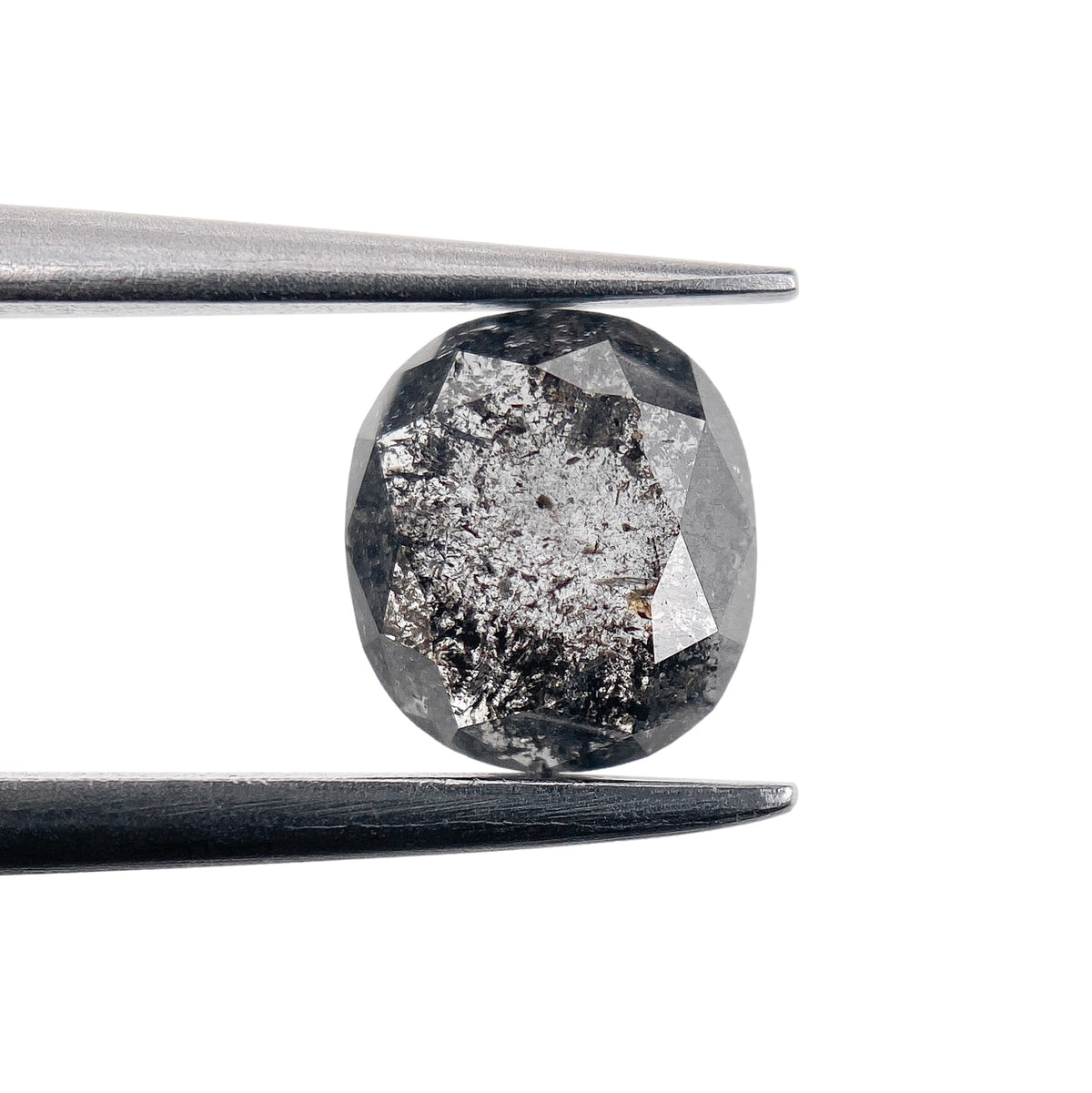 0.62ct | Salt & Pepper Cushion Shape Rose Cut Diamond - Modern Rustic Diamond