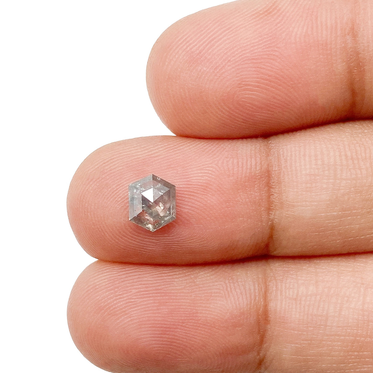 0.62ct | Salt & Pepper Hexagon Shape Rose Cut Diamond - Modern Rustic Diamond
