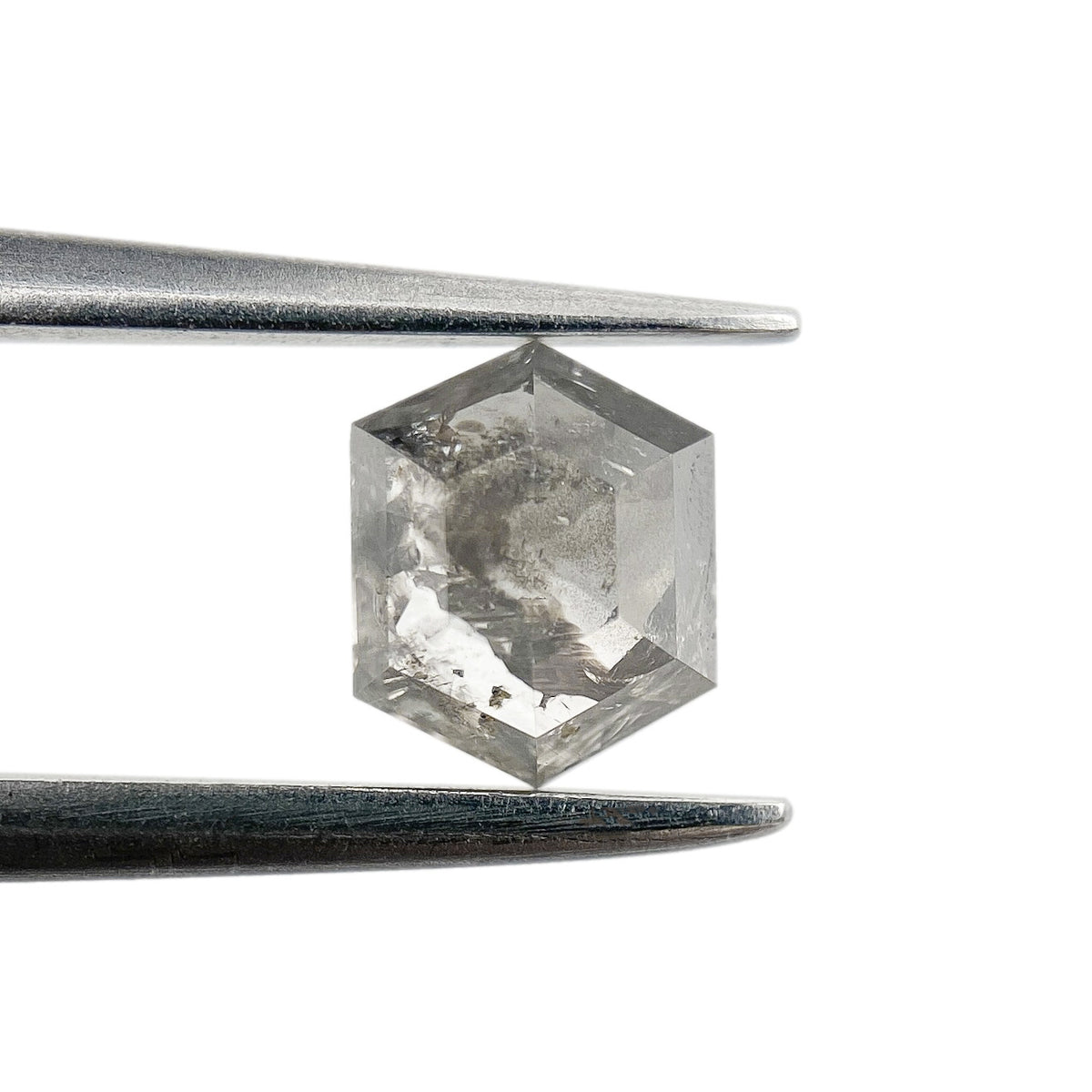 0.62ct | Salt & Pepper Hexagon Shape Rose Cut Diamond - Modern Rustic Diamond