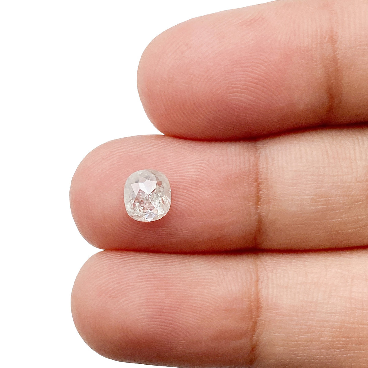 0.63ct | Salt & Pepper Cushion Shape Rose Cut Diamond - Modern Rustic Diamond