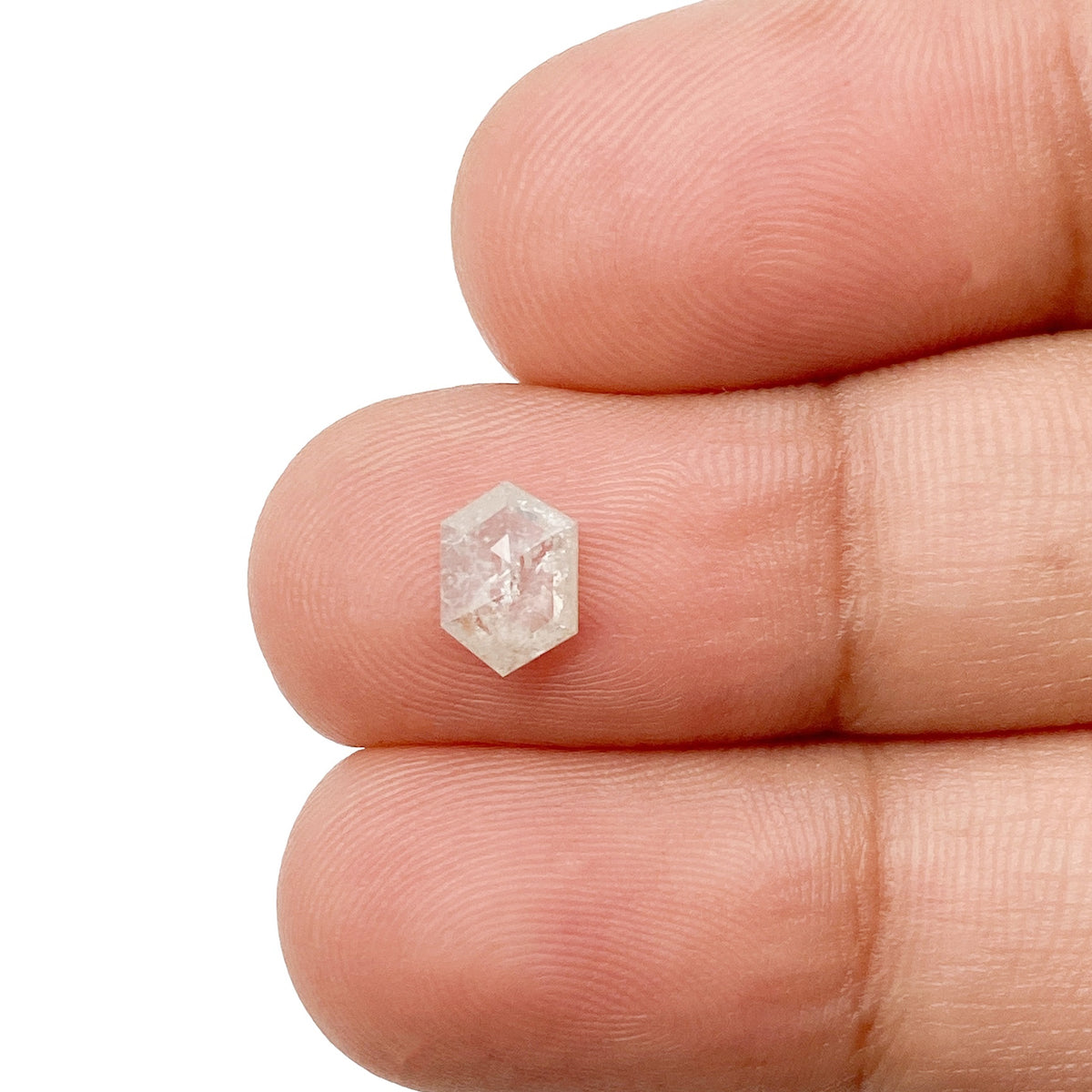 0.63ct | Salt & Pepper Hexagon Shape Rose Cut Diamond - Modern Rustic Diamond