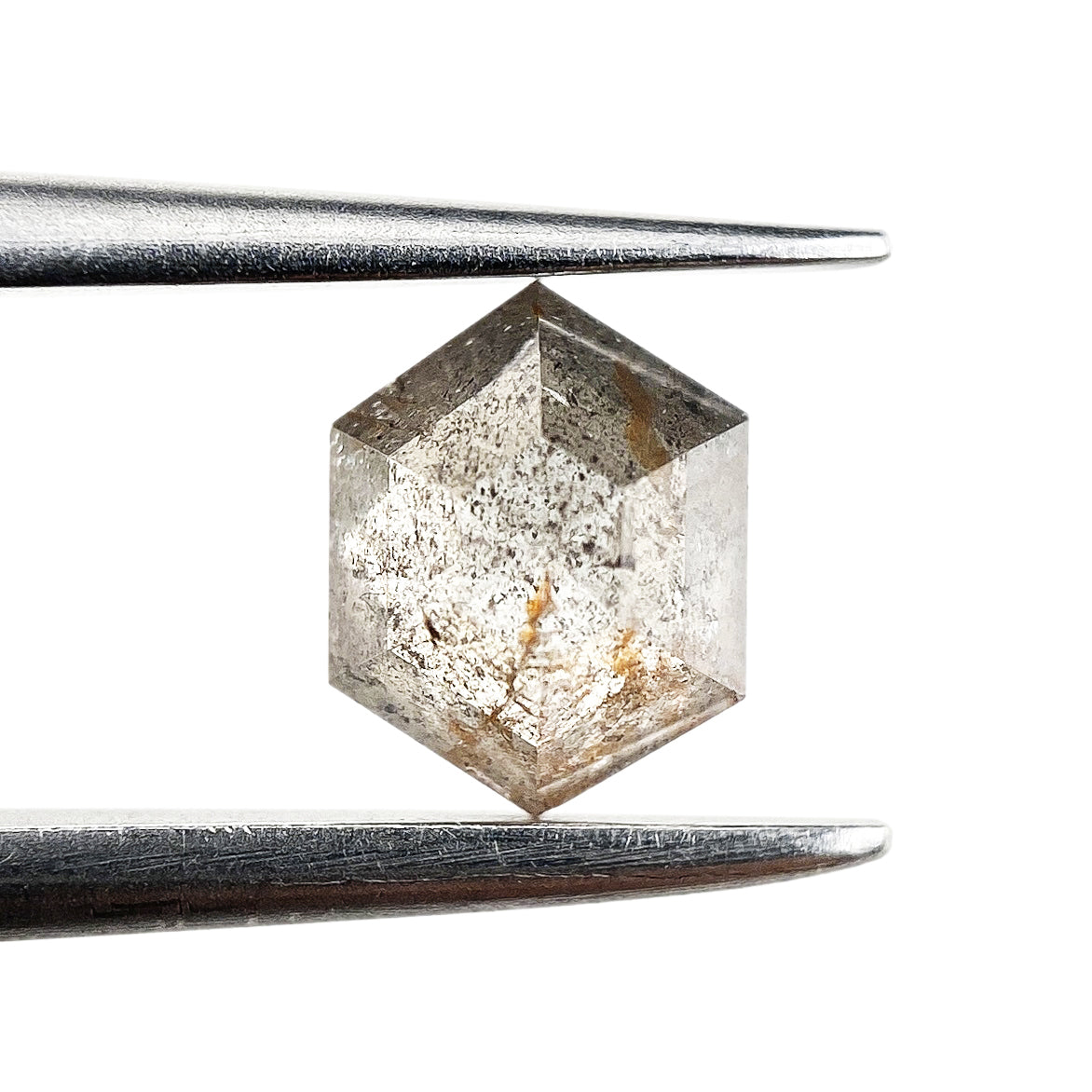 0.63ct | Salt & Pepper Hexagon Shape Rose Cut Diamond - Modern Rustic Diamond
